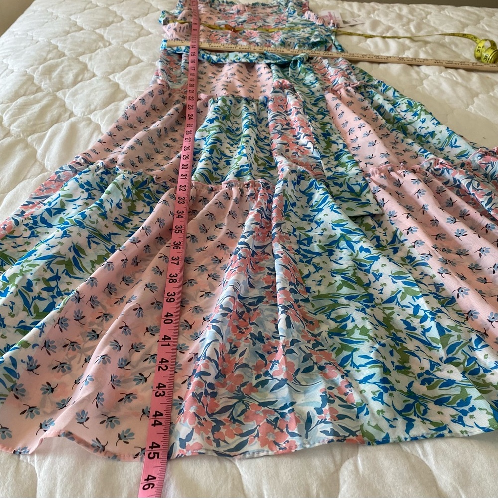 Bonnie Jean Pink and Blue Floral Kids Casual Dress - Picture 10 of 10